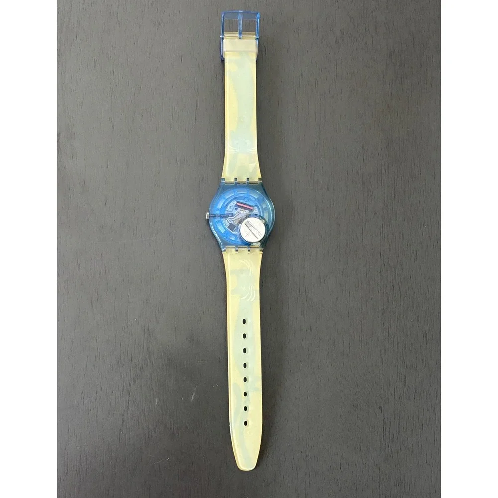 Rare Swatch Watch 2003 Original Gent Blue Cat Mouse YellowStrap GN209 Swiss Made